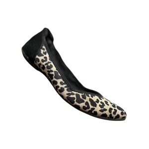 Ann Klein Oliver 6‎ animal print washable ballet flat comfort black beige preppy